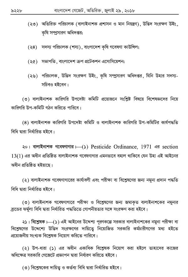 Bangladesh Pesticides law 2018