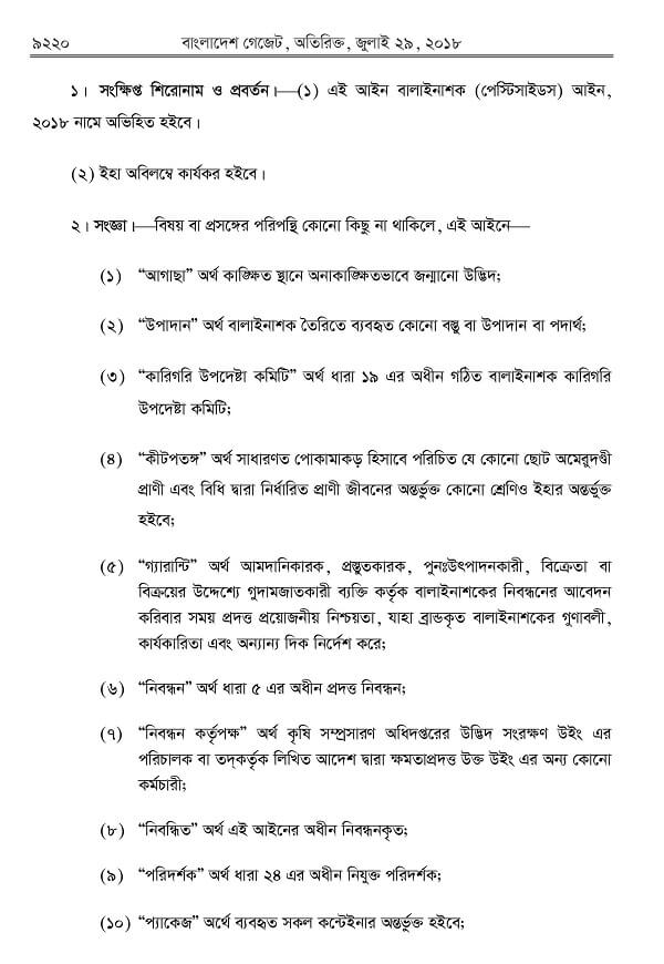 Bangladesh Pesticides law 2018