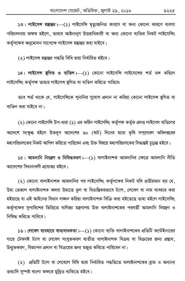 Bangladesh Pesticides law 2018