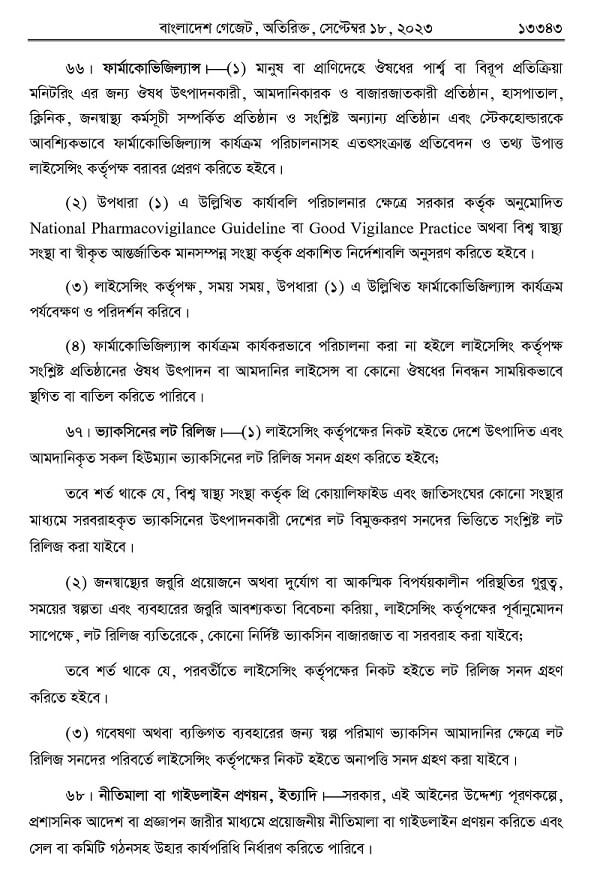 ঔষধ ও কসমেটিক আইন-২০২৩ Drug0029