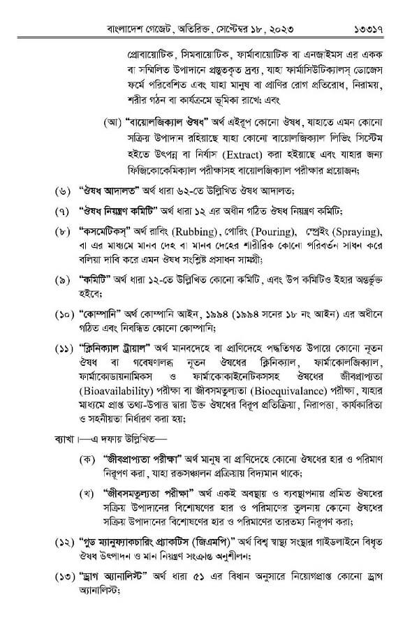 ঔষধ ও কসমেটিক আইন-২০২৩  Drug003