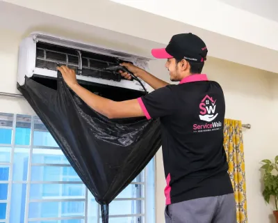 Professional AC jet wash service for deep cleaning of indoor AC units. Our skilled technicians remove dust, dirt and buildup to improve cooling performance, airflow and overall AC efficiency.